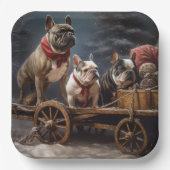 French Bulldog Snowy Sleigh Weihnachtsdekor Pappteller (Vorderseite)