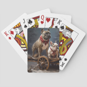 French Bulldog Snowy Sleigh Weihnachtsdekor Spielkarten