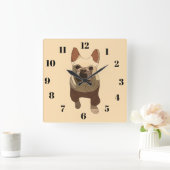 French Bulldog, Soft Peach Quadratische Wanduhr (Zuhause)