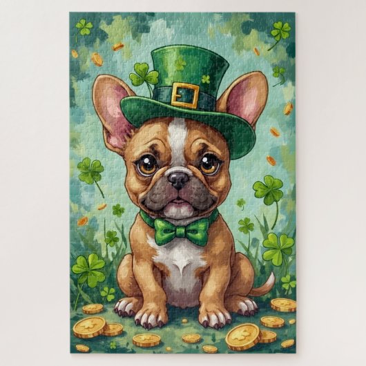 French Bulldog St Patrick’s Day Cute Lucky Dog Puzzle (Vertikal)
