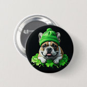 French Bulldog St. Patrick's Day Kleeblatt Glück Button (Vorne & Hinten)