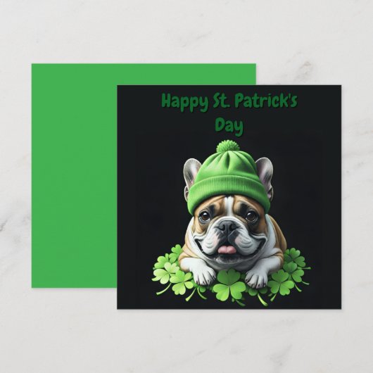 French Bulldog St. Patrick's Day Kleeblatt Glück Einladung (Vorne/Hinten)