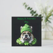 French Bulldog St. Patrick's Day Kleeblatt Glück Einladung (Stehend Vorderseite)