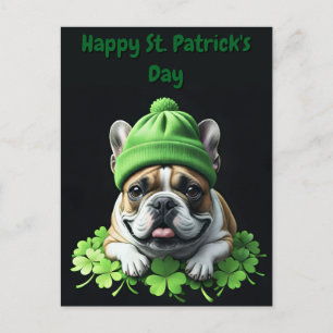 French Bulldog St. Patrick's Day Kleeblatt Glück Feiertagspostkarte