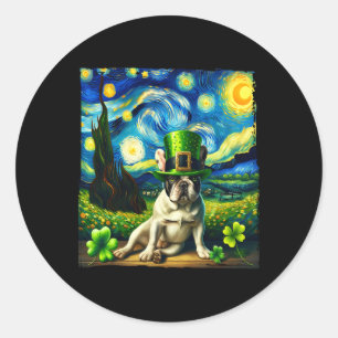 French Bulldog Starry Night St. Patricks Day Dog Runder Aufkleber