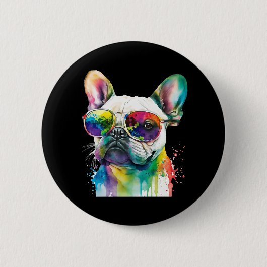 French Bulldog Sunglasses Dog Puppy Button (Vorderseite)