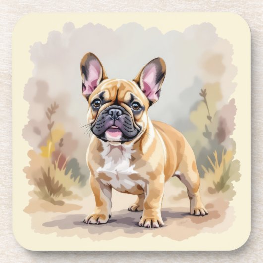 French Bulldog Tan Fawn-Colored Cute Frenchie Dog Getränkeuntersetzer (Vorderseite)