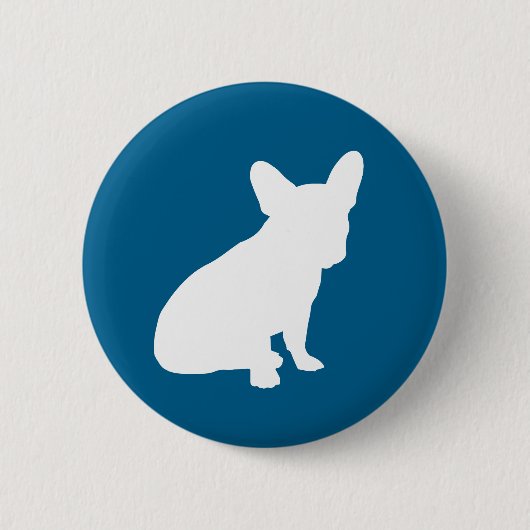 French Bulldog Themenparty - Baby Dusche blau Button (Vorderseite)