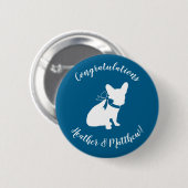 French Bulldog Themenparty - Baby Dusche blau Button (Vorne & Hinten)