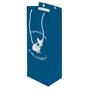 French Bulldog Themenparty - Baby Dusche blau Geschenktüte Für Weinflaschen