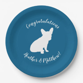 French Bulldog Themenparty - Baby Dusche blau Pappteller
