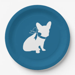 French Bulldog Themenparty - Baby Dusche blau Pappteller