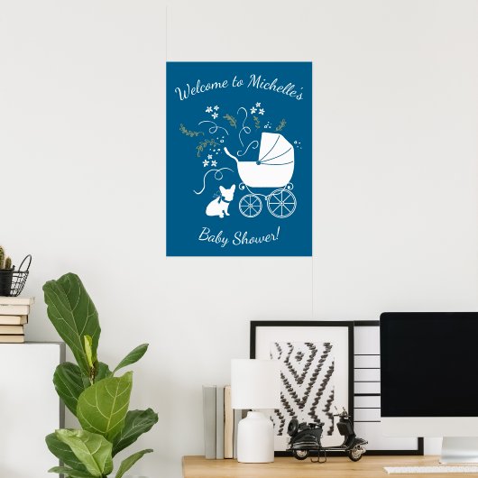 French Bulldog Themenparty - Baby Dusche blau Poster (Heimbüro)