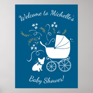 French Bulldog Themenparty - Baby Dusche blau Poster