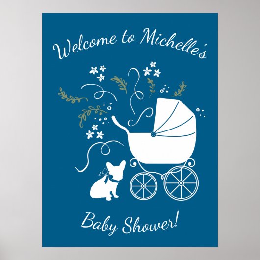 French Bulldog Themenparty - Baby Dusche blau Poster (Vorne)