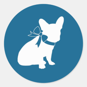French Bulldog Themenparty - Baby Dusche blau Runder Aufkleber
