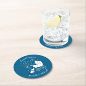 French Bulldog Themenparty - Baby Dusche blau Runder Pappuntersetzer (Vor Ort)