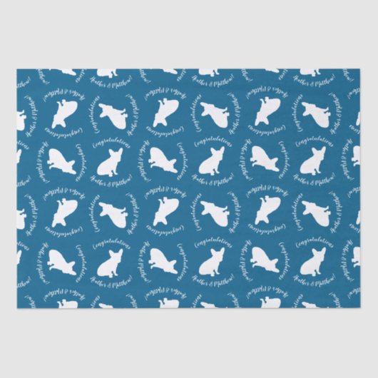 French Bulldog Themenparty - Baby Dusche blau Seidenpapier (Vorderseite)