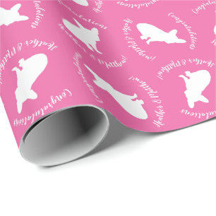 French Bulldog Themenparty - Babydusche pink Geschenkpapier