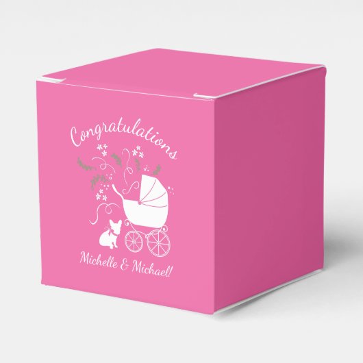French Bulldog Themenparty - Babydusche pink Geschenkschachtel (Vorderseite)