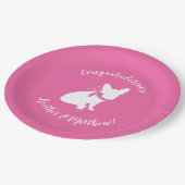 French Bulldog Themenparty - Babydusche pink Pappteller (Schrägansicht)