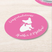 French Bulldog Themenparty - Babydusche pink Runder Pappuntersetzer (Angewinkelt)