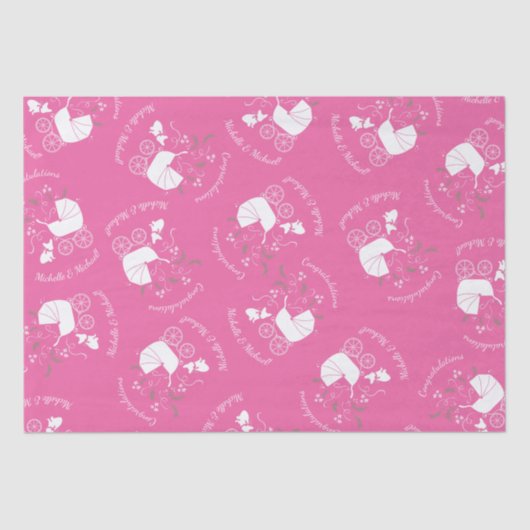 French Bulldog Themenparty - Babydusche pink Seidenpapier (Vorderseite)