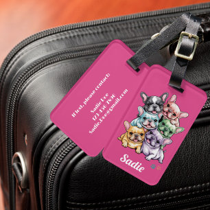 French Bulldog Travel Wanderlust Niedlich Pink Gir Gepäckanhänger