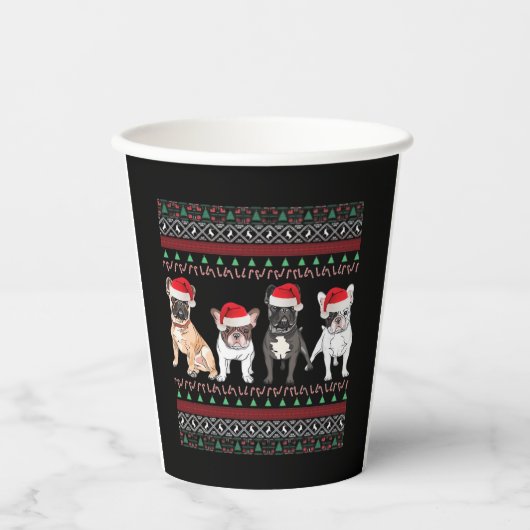 French Bulldog Ugly Christmas Sweater Essential T- Pappbecher (Vorderseite)