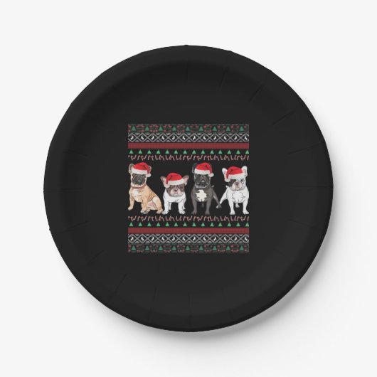 French Bulldog Ugly Christmas Sweater Essential T- Pappteller (Vorderseite)