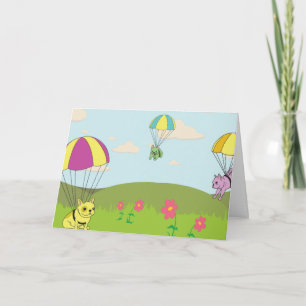 French Bulldog Umbrella Fun Thank You Card Dankeskarte