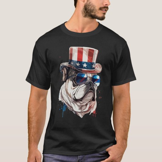 French Bulldog Uncle Sam Hat 4Th Of July Men Women T-Shirt (Vorderseite)