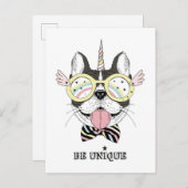 French Bulldog Unicorn Postkarte (Vorne/Hinten)