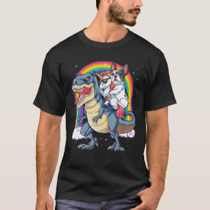 French Bulldog Unicorn Riding Dinosaur T Rex Gesch T-Shirt