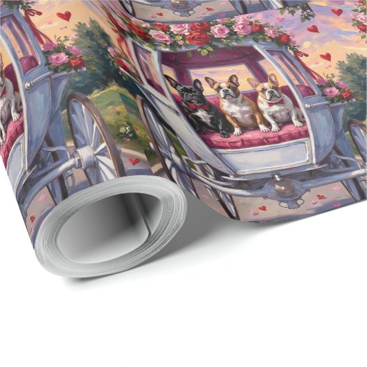 French Bulldog Valentine's Day  Geschenkpapier (Rolleneckpunkt)