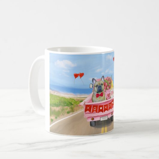 French Bulldog Valentine's Day Truck Kaffeetasse (Vorderseite Links)