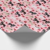 French Bulldog Valentines Wrapping Paper Geschenkpapier (Ecke)