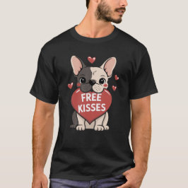 French Bulldog Valentinstag Free Kisses T-Shirt
