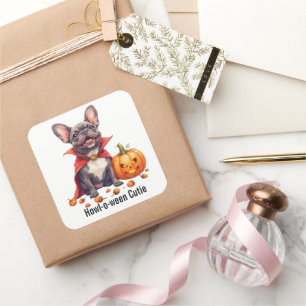 French Bulldog Vampire Halloween Watercolor Quadratischer Aufkleber