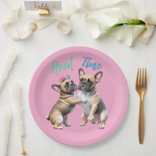 French Bulldog verliebt Valentinstag Pappteller