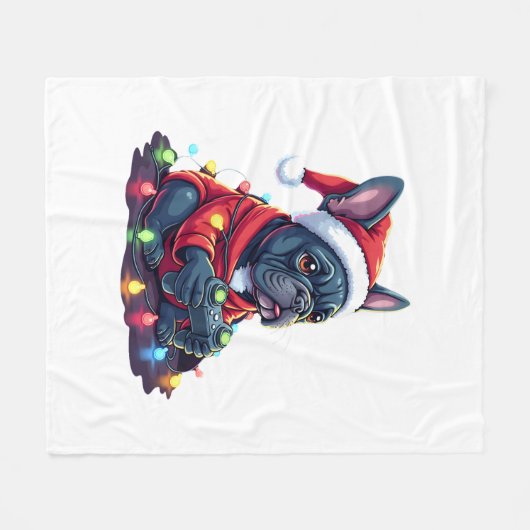 French Bulldog Video Game Controller Light Snow Sa Fleecedecke (Vorderseite (Horizontal))