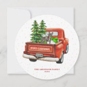 French Bulldog Vintag Red Truck Weihnachten (Vorderseite)