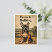 French Bulldog Vintage Art Postkarte (Stehend Vorderseite)