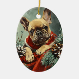 French Bulldog Vintage Weihnachten Keramik Ornament
