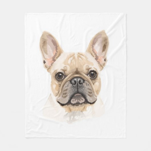 French Bulldog Watercolor Fleece Blanket Neutral (Vorderseite)