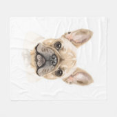 French Bulldog Watercolor Fleece Blanket Neutral (Vorderseite (Horizontal))