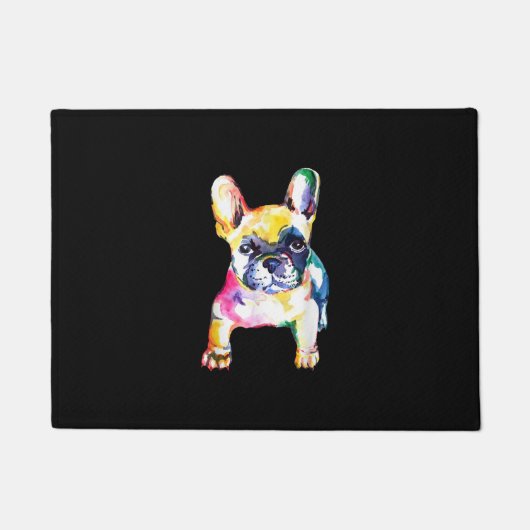 French Bulldog Watercolor Hand Zeichnend Geschenk Fußmatte (Vorderseite)