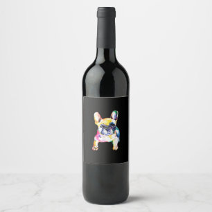 French Bulldog Watercolor Hand Zeichnend Geschenk Weinetikett