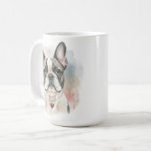French Bulldog Watercolor Mug – Soft Valentine Kaffeetasse (Vorderseite Links)