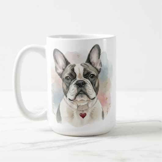 French Bulldog Watercolor Mug – Soft Valentine Kaffeetasse (Links)